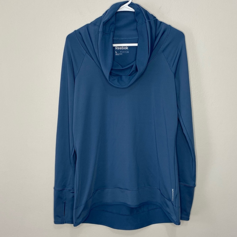 Reebok Cowl Neck Dusty Blue Athleisure Sweatshirt SZ Large